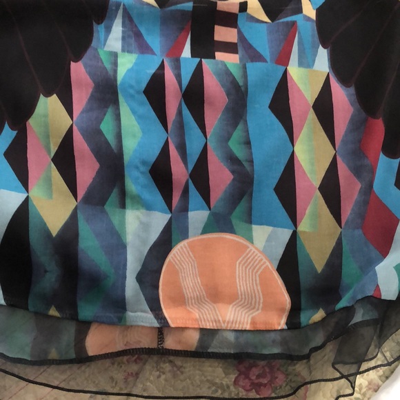 SOLD- ⭐HOST PICK- QIAN MO GE- VINTAGE BOHEMIAN PRINT CHIFFON DRESS-ORIENTAL P… - Picture 9 of 16